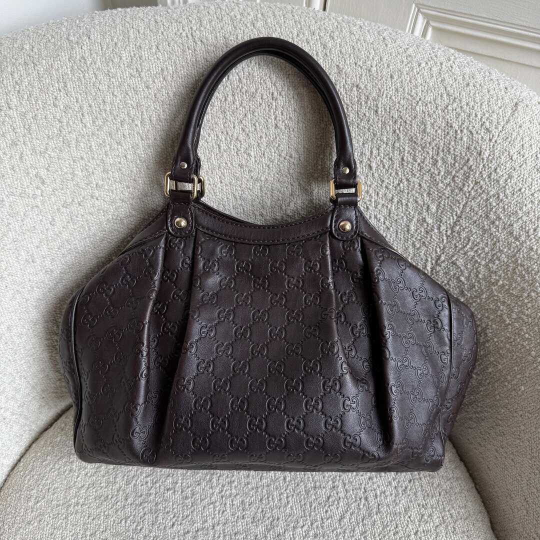Gucci Guccissima Sukey Leather Brown Tote Bag