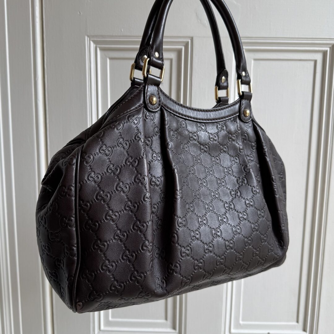 Gucci Guccissima Sukey Leather Brown Tote Bag
