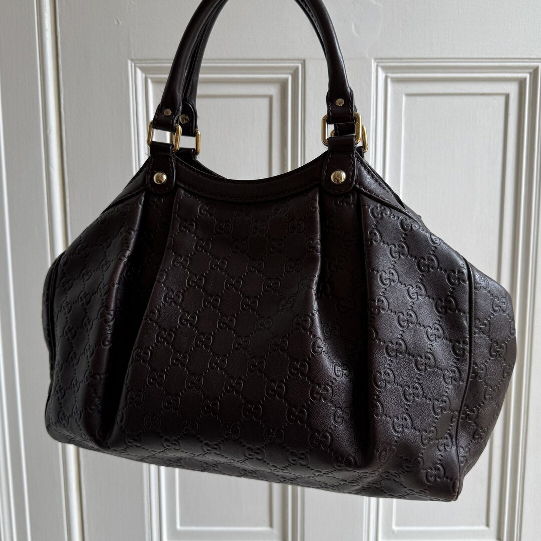 Gucci Guccissima Sukey Leather Brown Tote Bag