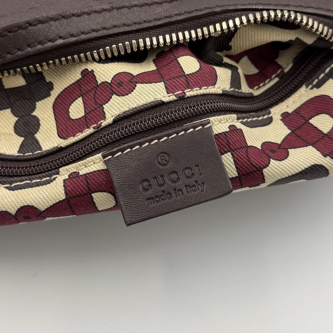 Gucci Guccissima Hobo Brown Leather Shoulder Bag