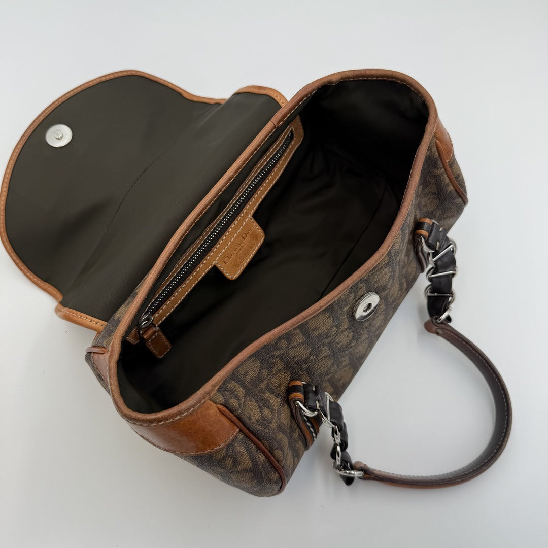 2000s Dior Romantique Trotter Brown Shoulder Bag