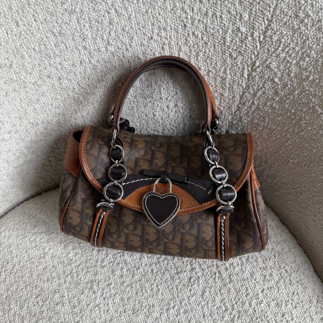 2000s Dior Romantique Trotter Brown Shoulder Bag