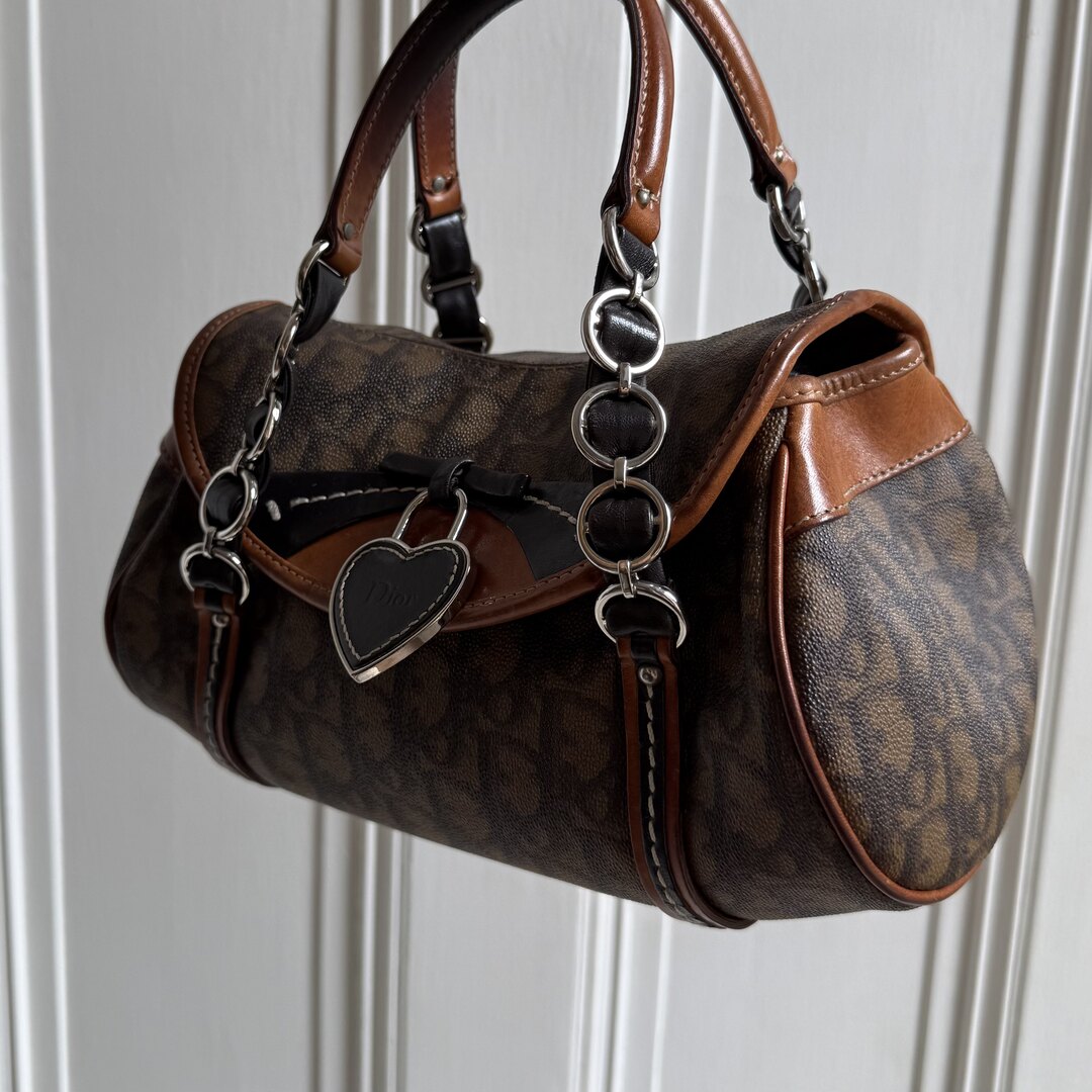 2000s Dior Romantique Trotter Brown Shoulder Bag