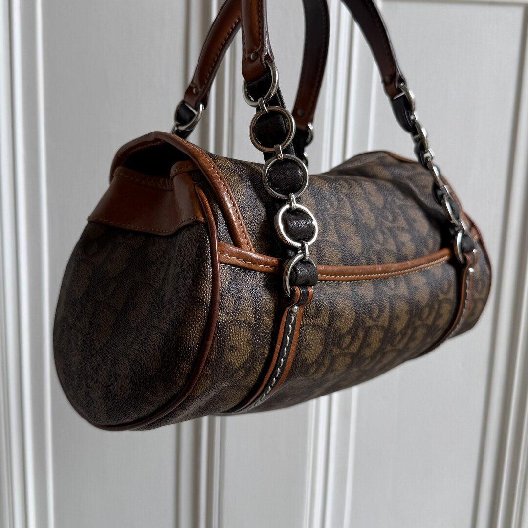 2000s Dior Romantique Trotter Brown Shoulder Bag