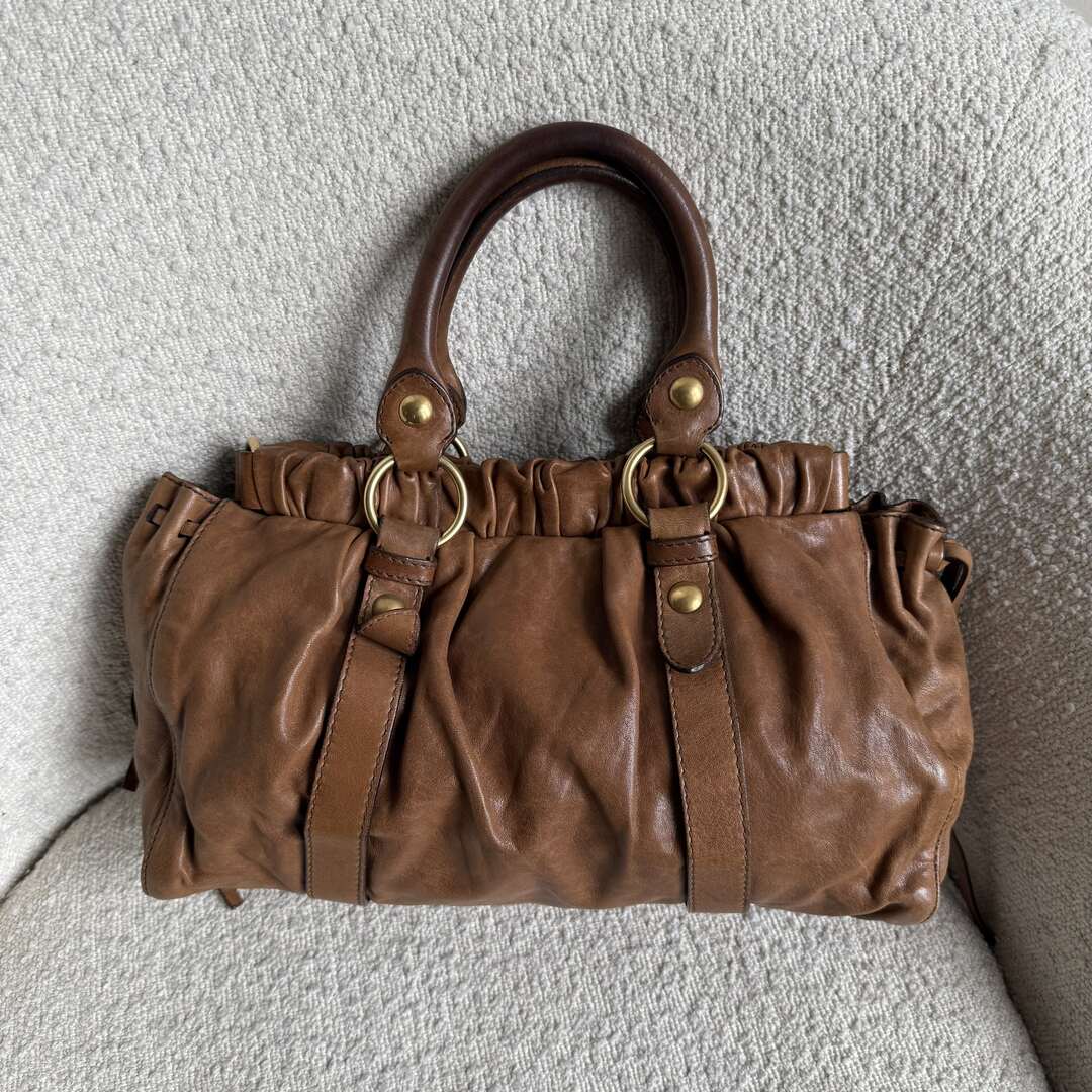 Miu Miu Vitello Leather Brown Handbag