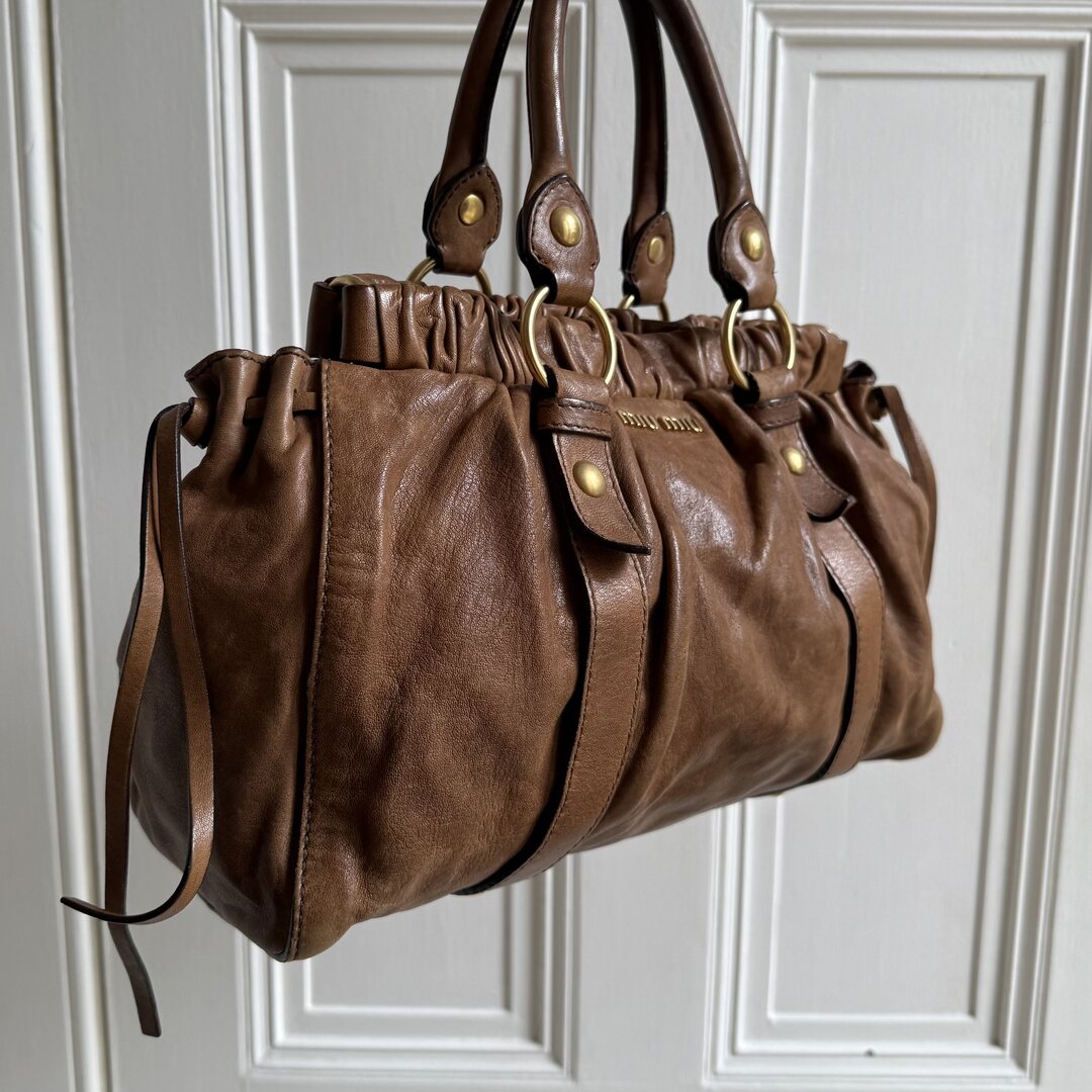 Miu Miu Vitello Leather Brown Handbag