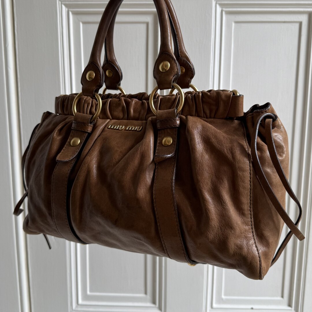 Miu Miu Vitello Leather Brown Handbag