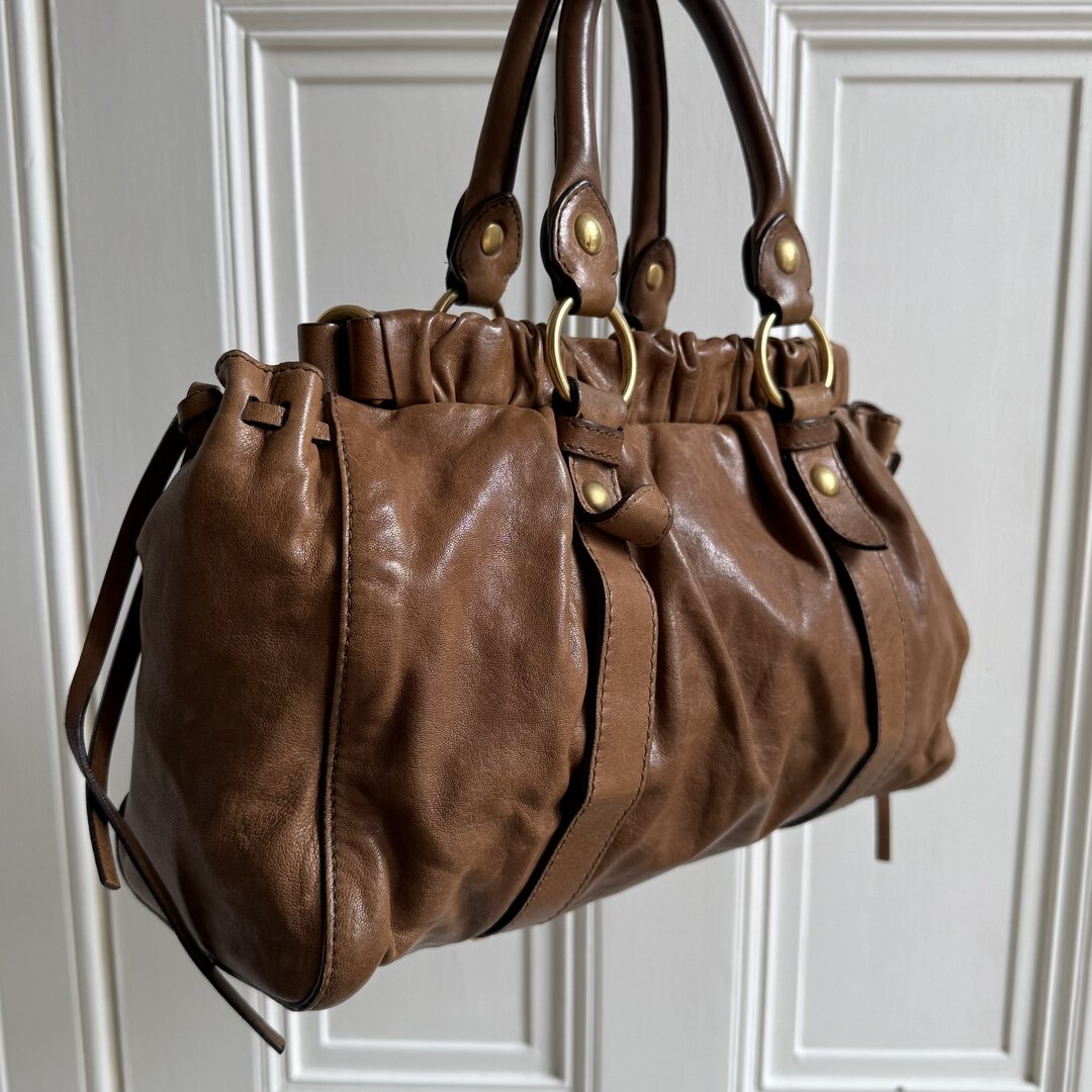 Miu Miu Vitello Leather Brown Handbag
