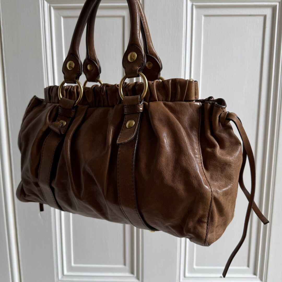 Miu Miu Vitello Leather Brown Handbag