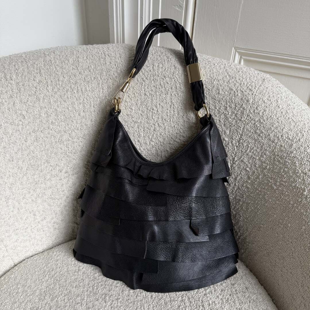 YSL Saint Tropez Leather Black Shoulder Bag