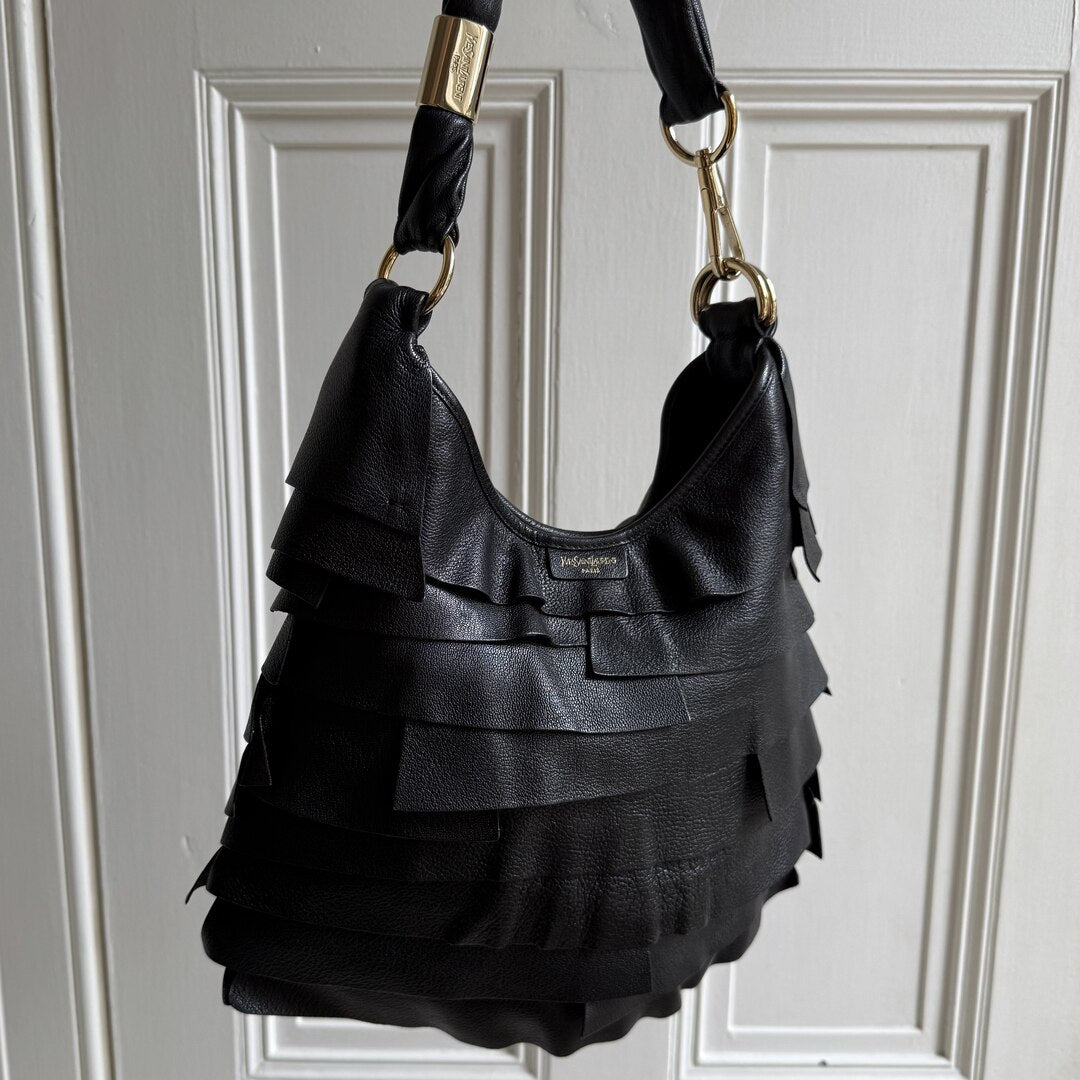 YSL Saint Tropez Leather Black Shoulder Bag