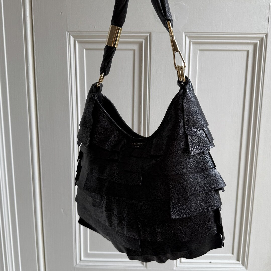 YSL Saint Tropez Leather Black Shoulder Bag