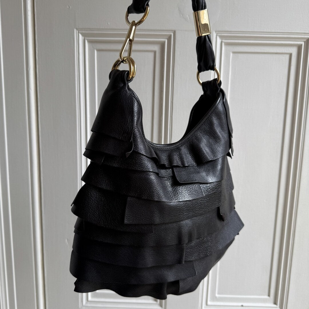 YSL Saint Tropez Leather Black Shoulder Bag