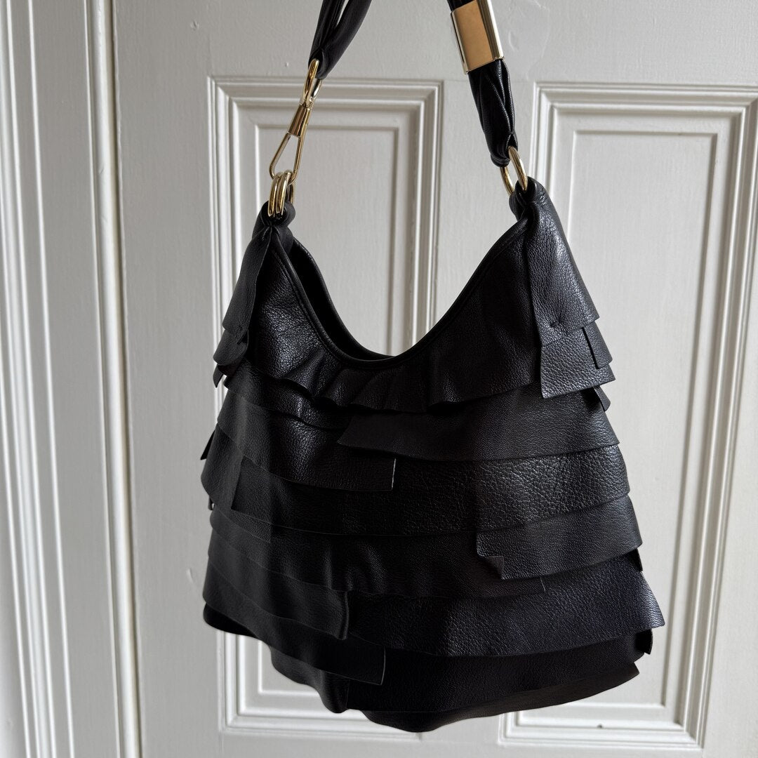YSL Saint Tropez Leather Black Shoulder Bag