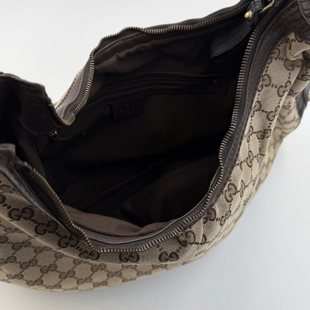 Gucci GG Canvas Interlocking G Large Hobo Brown Shoulder Bag