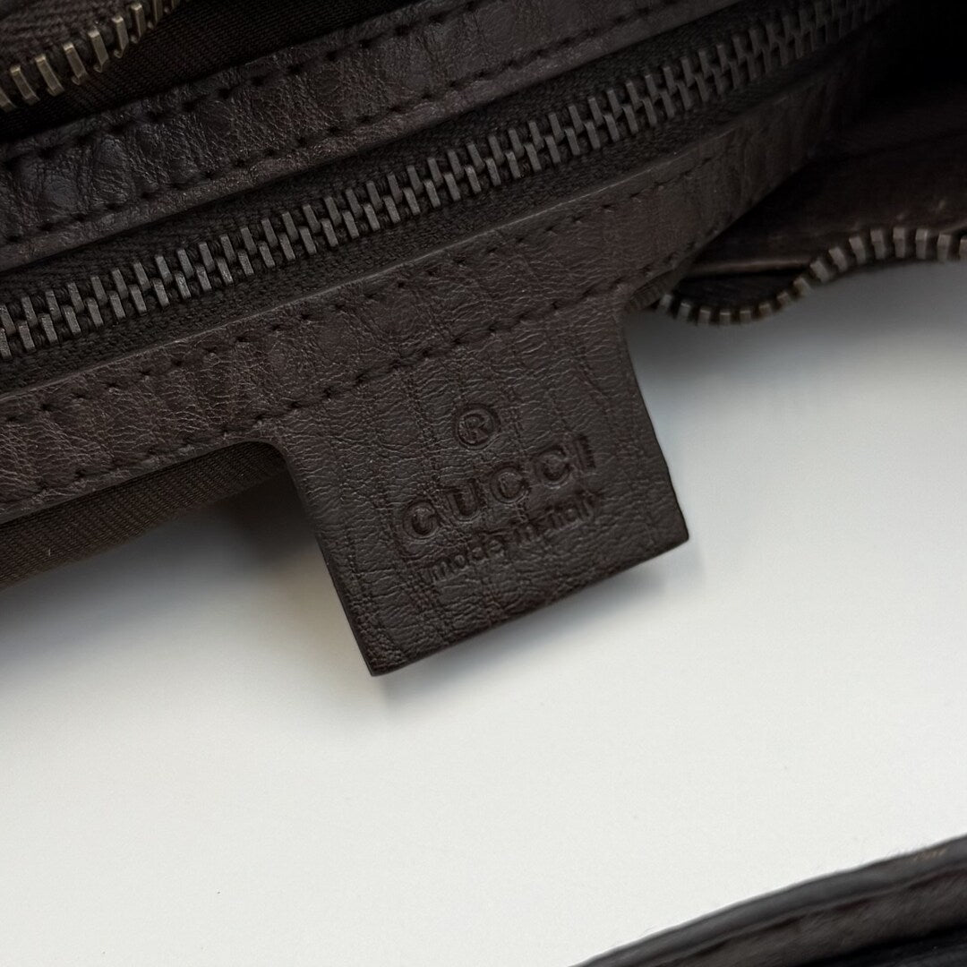 Gucci GG Canvas Interlocking G Large Hobo Brown Shoulder Bag