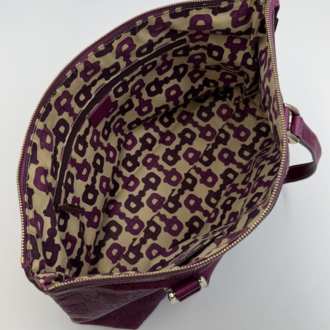 Rare Gucci Guccissima Abbey Purple Leather Shoulder Bag