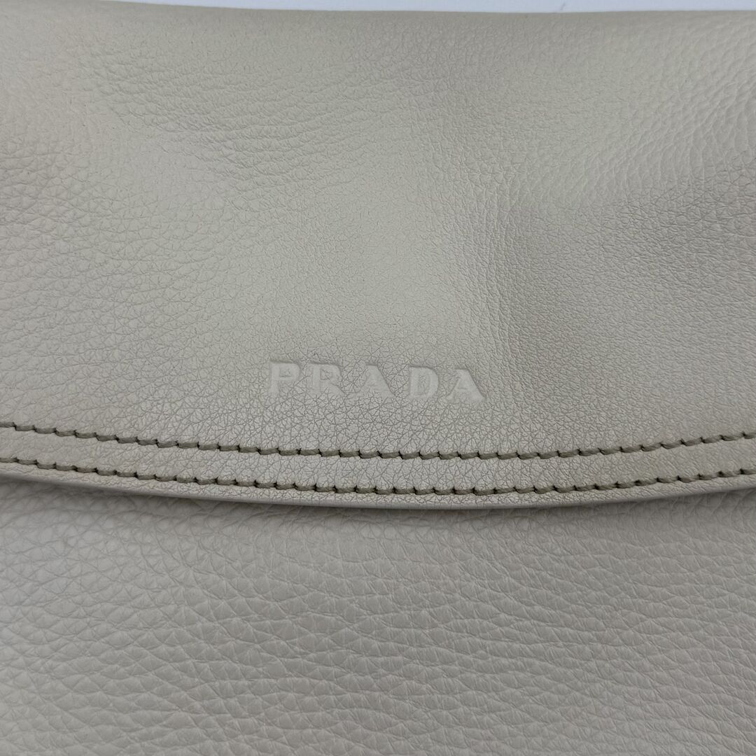 2003 Prada Hobo VItello Daino Leather White Shoulder Bag