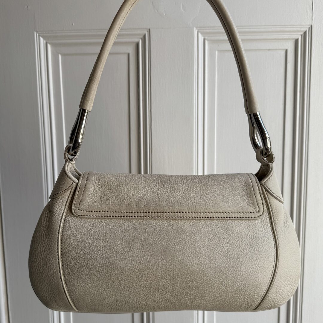 2003 Prada Hobo VItello Daino Leather White Shoulder Bag