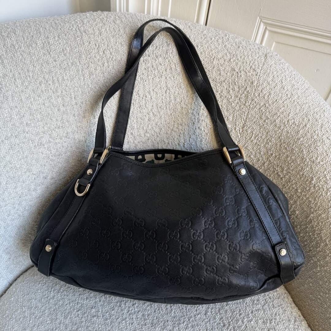 Gucci Guccissima Abbey Leather Black Tote Bag