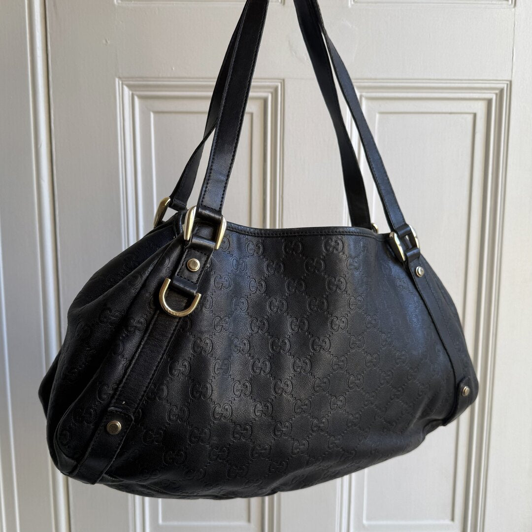 Gucci Guccissima Abbey Leather Black Tote Bag