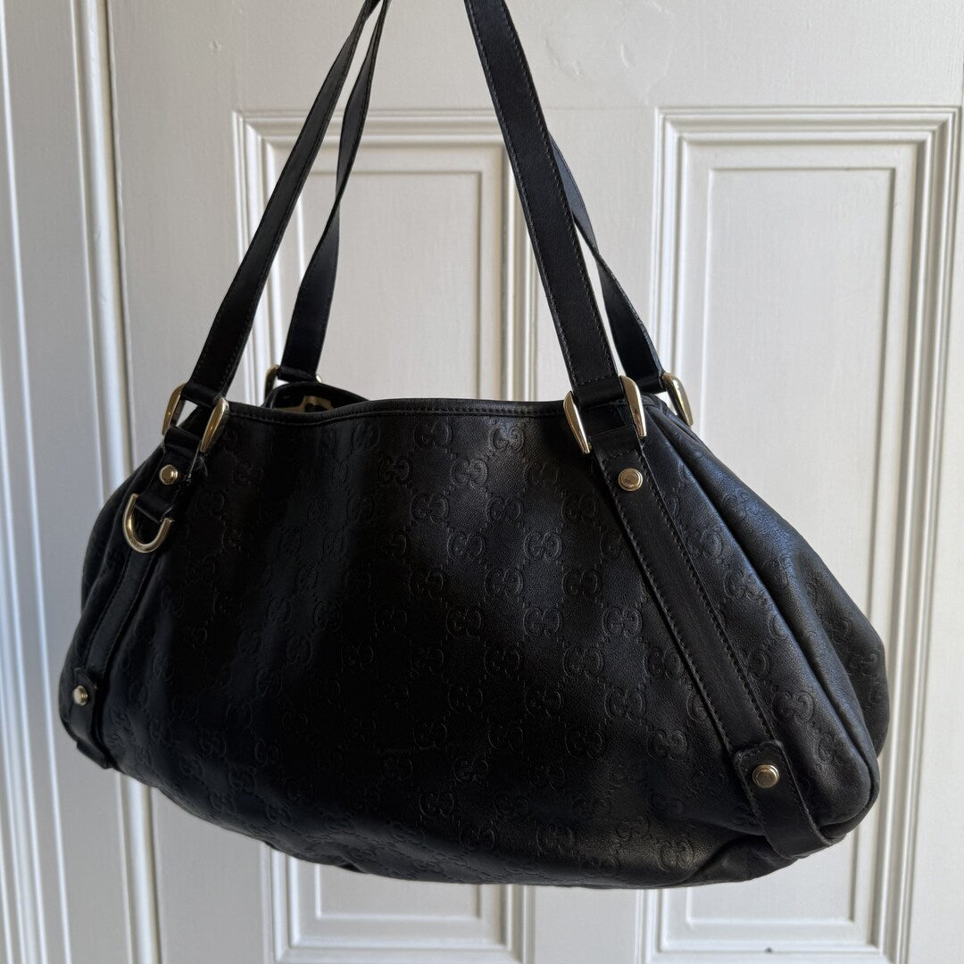 Gucci Guccissima Abbey Leather Black Tote Bag