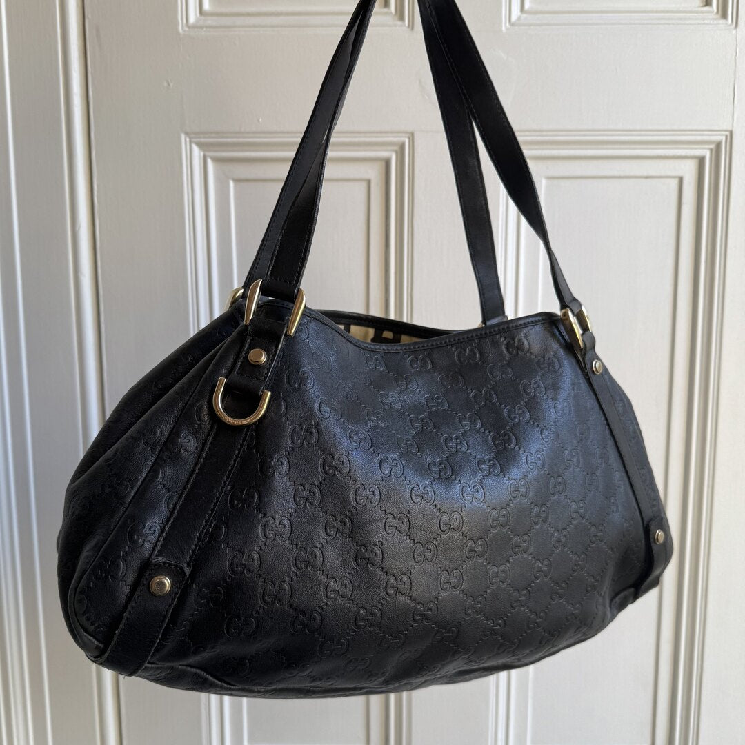 Gucci Guccissima Abbey Leather Black Tote Bag