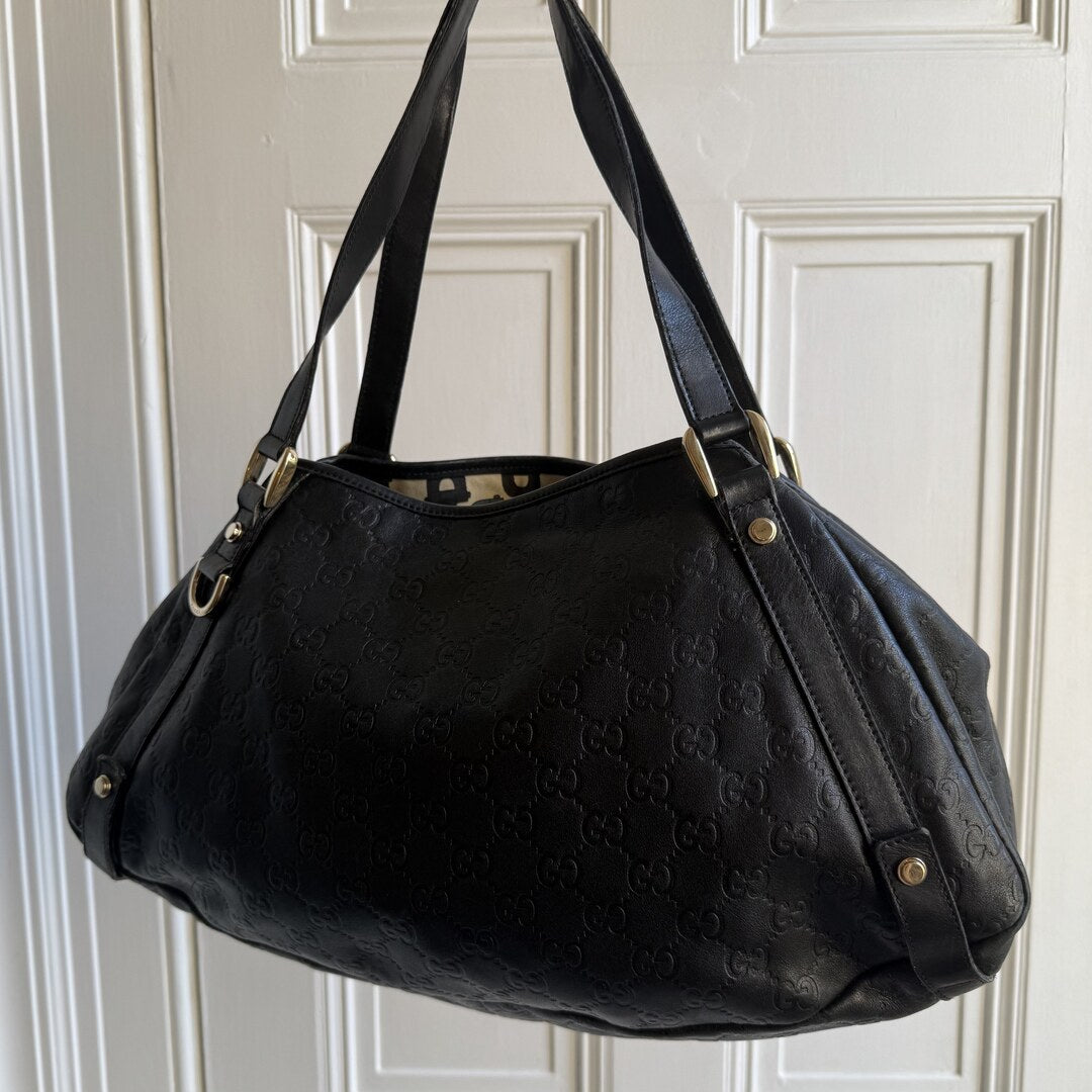 Gucci Guccissima Abbey Leather Black Tote Bag