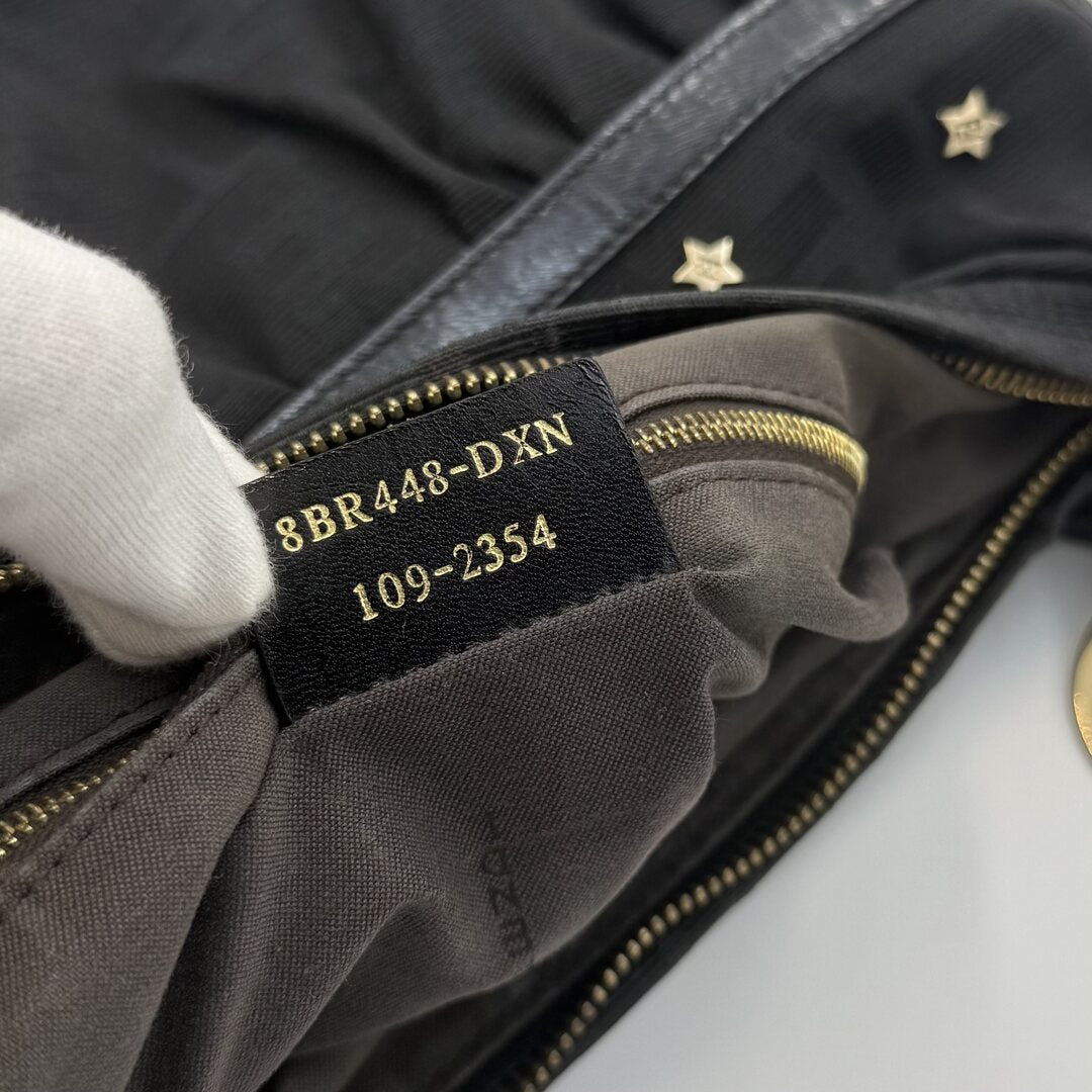Fendi Zucca Chef Star Black Shoulder Bag