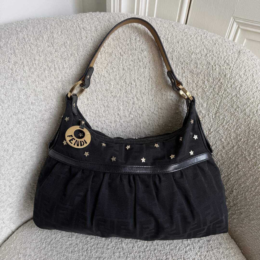 Fendi Zucca Chef Star Black Shoulder Bag