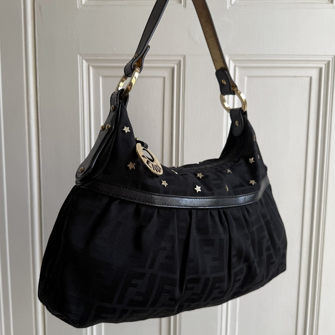 Fendi Zucca Chef Star Black Shoulder Bag