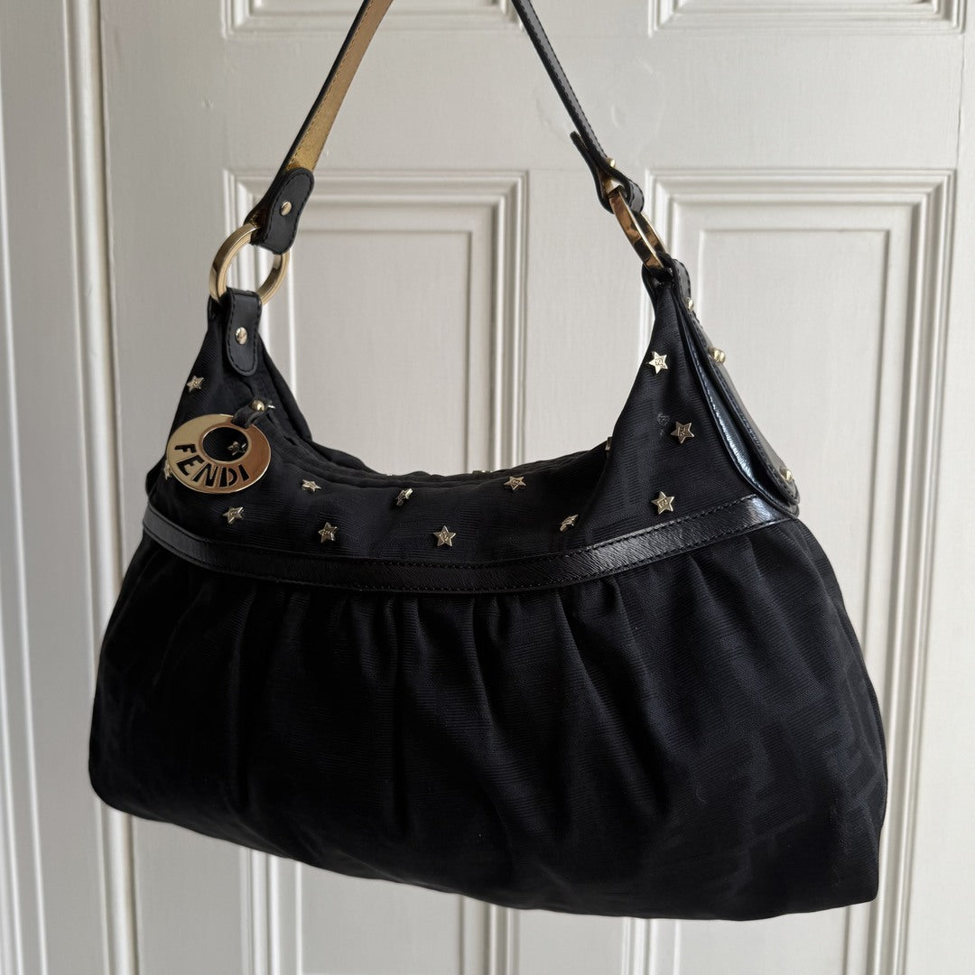 Fendi Zucca Chef Star Black Shoulder Bag