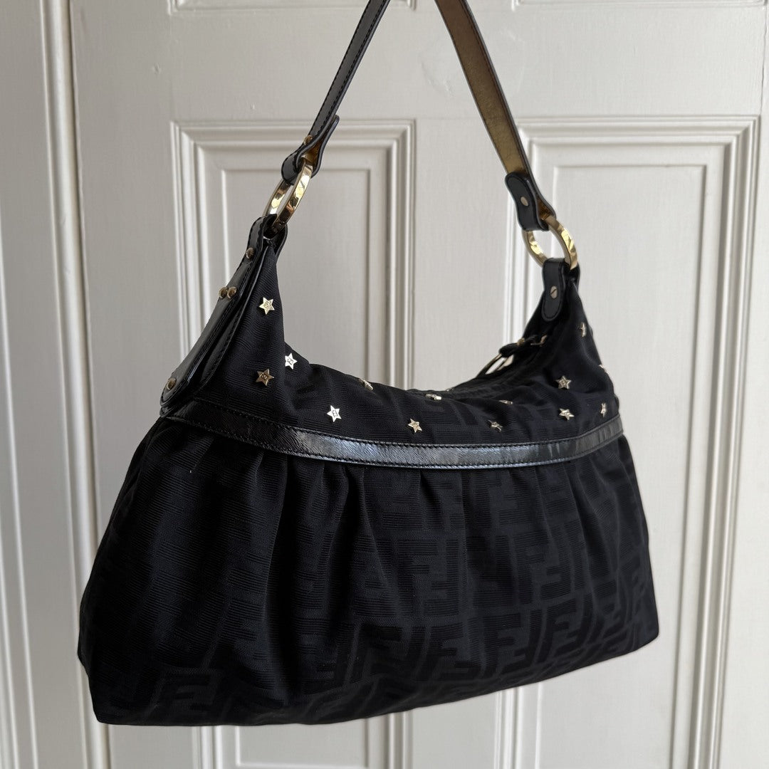 Fendi Zucca Chef Star Black Shoulder Bag