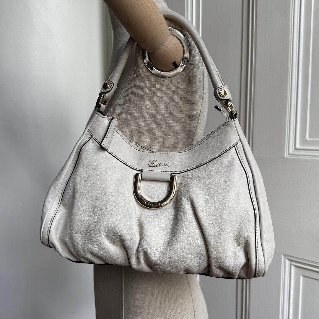 Gucci Abbey Leather White Shoulder Bag