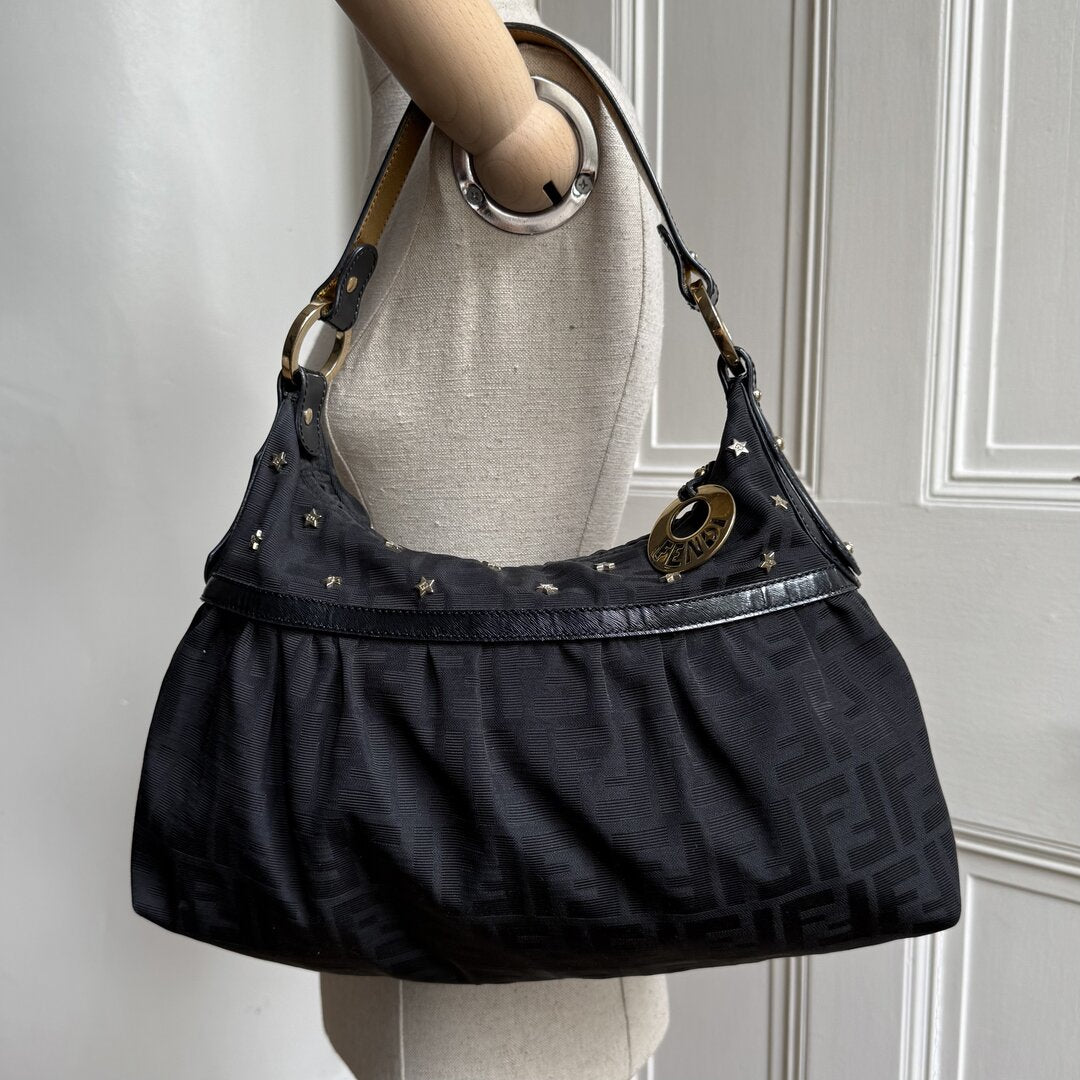 Fendi Zucca Chef Star Black Shoulder Bag