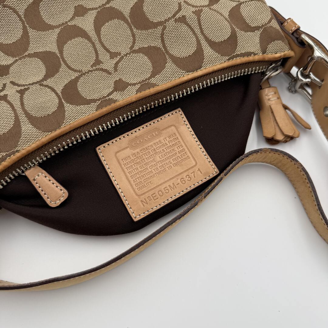 Coach Signature Tan Baguette Shoulder Bag