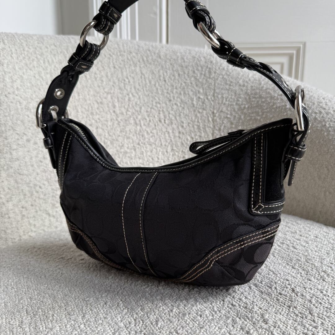 Coach Signature Black Croissant Shoulder Bag