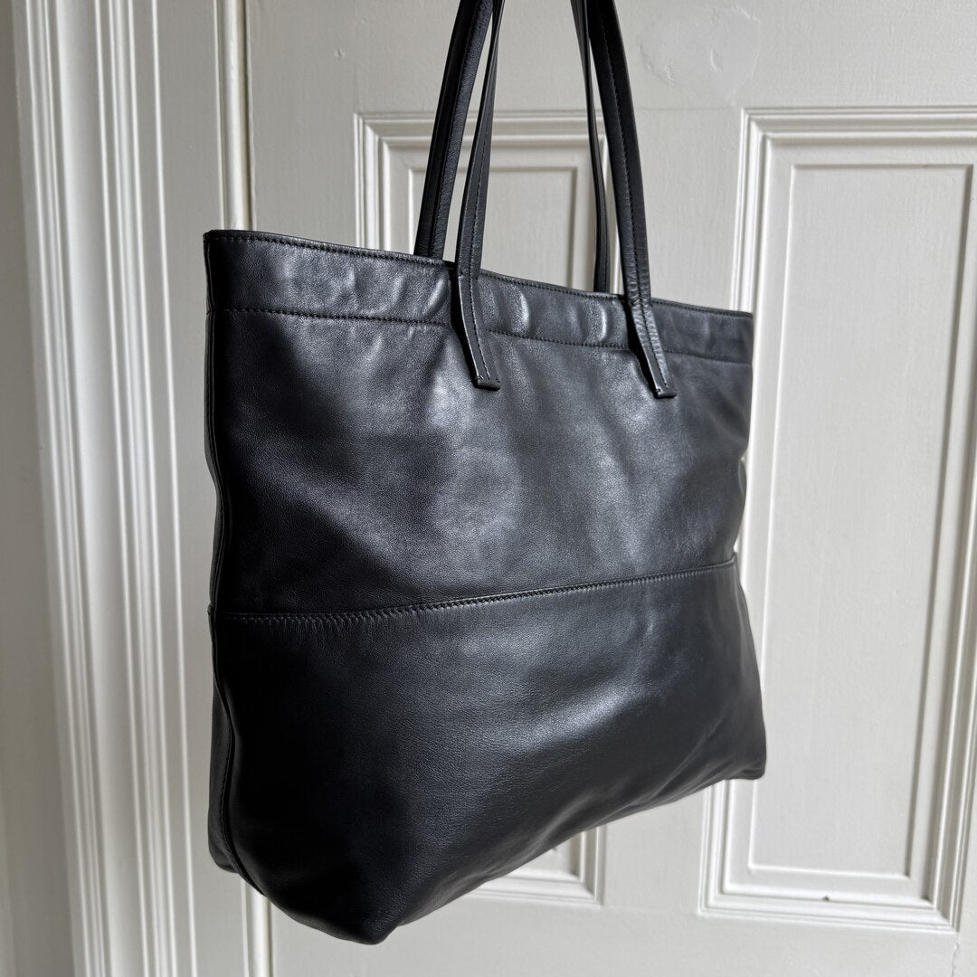 Miu Miu Vitello Black Leather Tote Bag