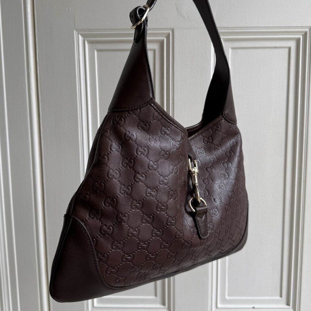 Gucci Guccissima Jackie Leather Brown Shoulder Bag