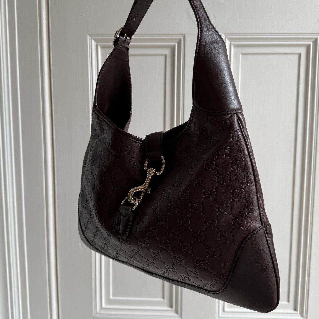 Gucci Guccissima Jackie Leather Brown Shoulder Bag