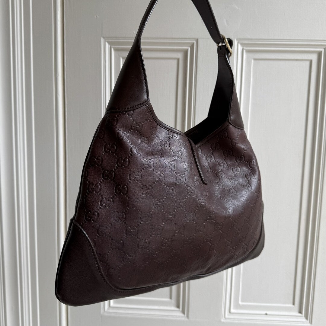 Gucci Guccissima Jackie Leather Brown Shoulder Bag