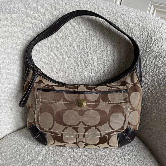 Coach Signature Hobo Brown Shoulder Bag