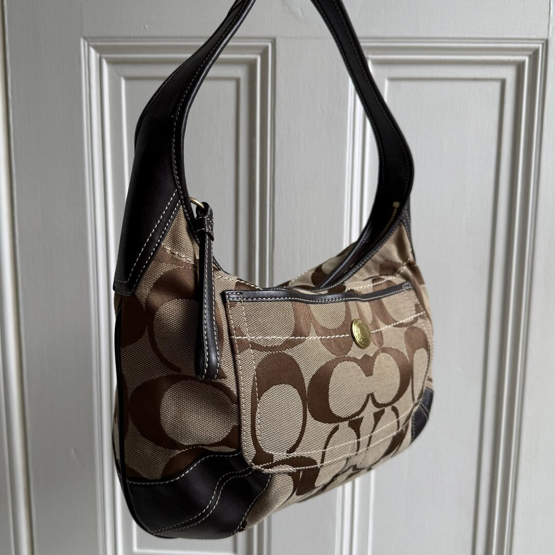 Coach Signature Hobo Brown Shoulder Bag