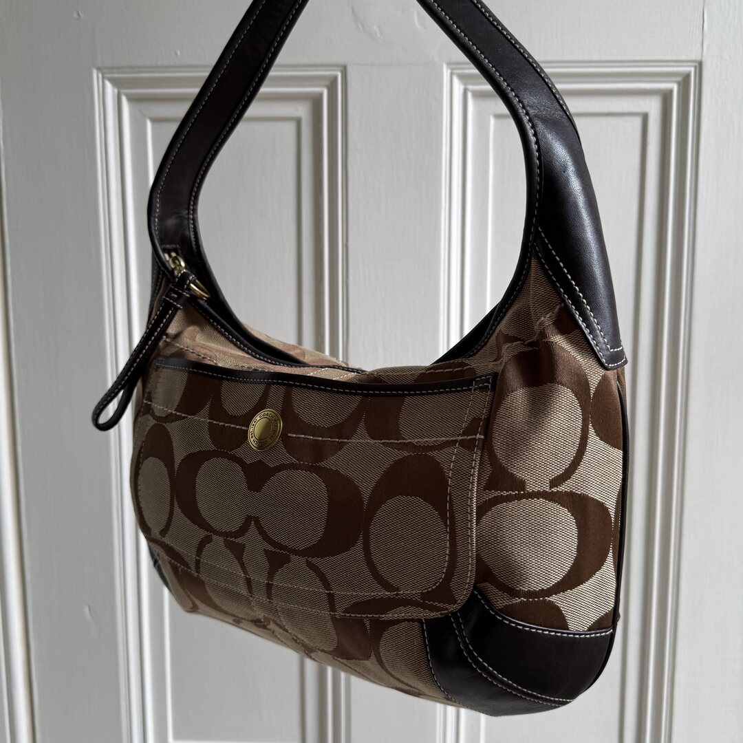 Coach Signature Hobo Brown Shoulder Bag