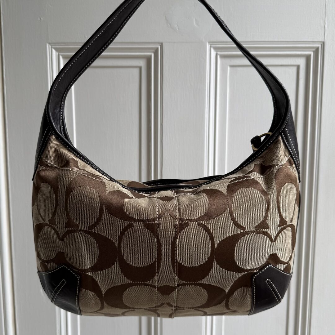 Coach Signature Hobo Brown Shoulder Bag