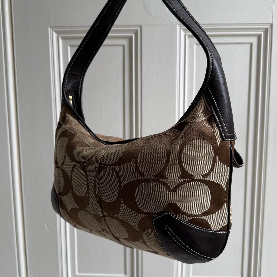 Coach Signature Hobo Brown Shoulder Bag