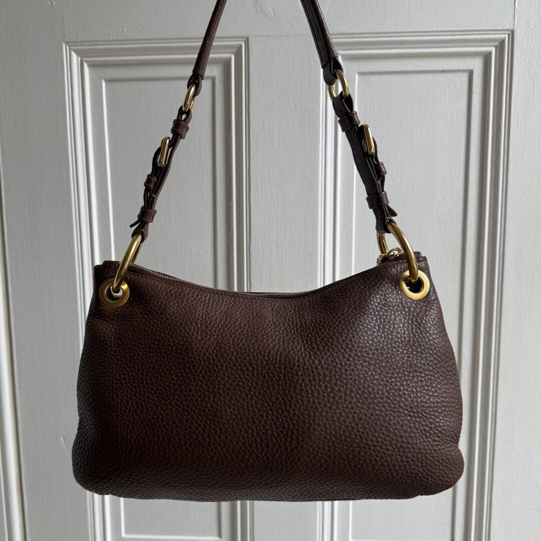 Prada Vitello Daino Leather Brown Shoulder Bag