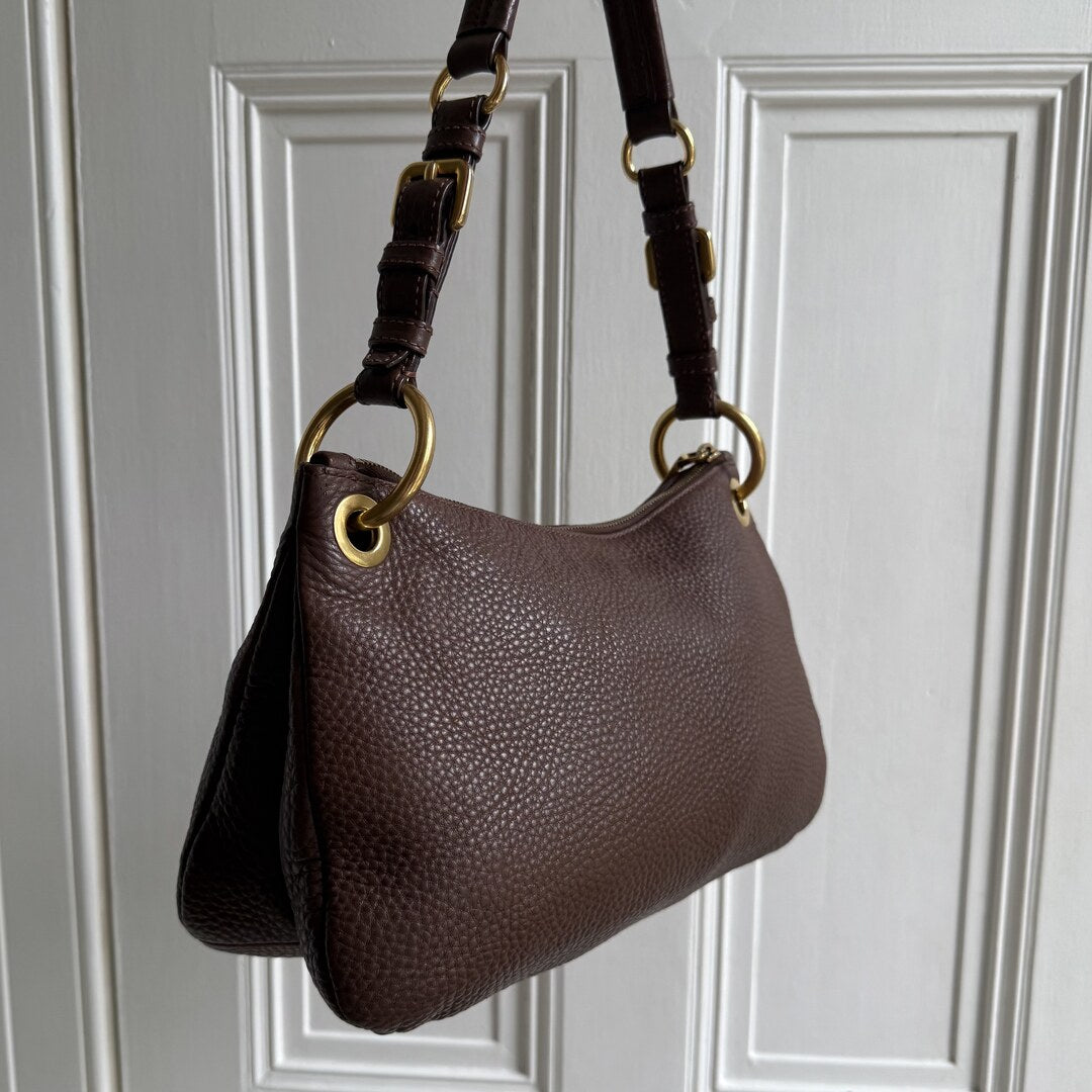 Prada Vitello Daino Leather Brown Shoulder Bag
