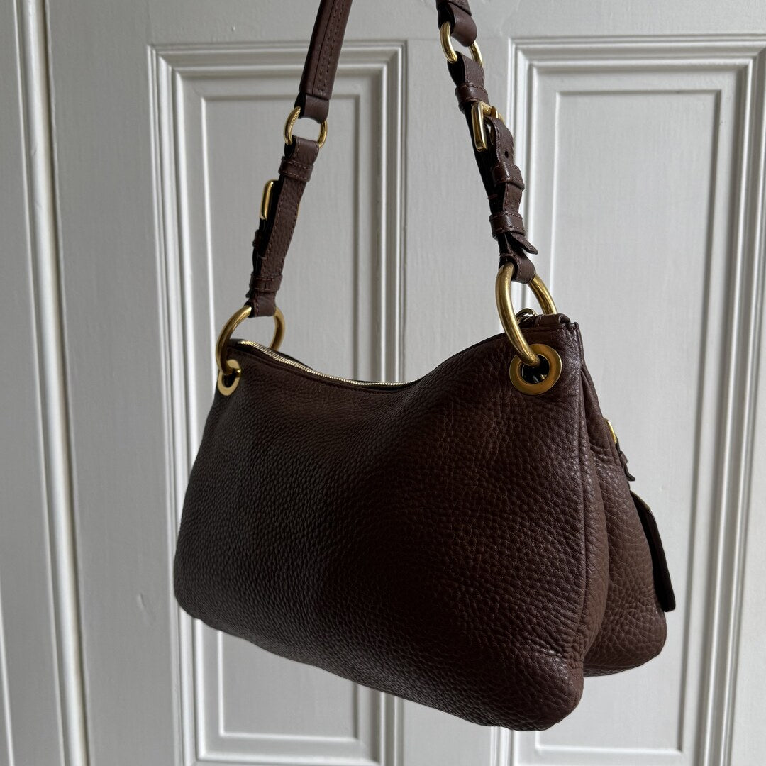 Prada Vitello Daino Leather Brown Shoulder Bag
