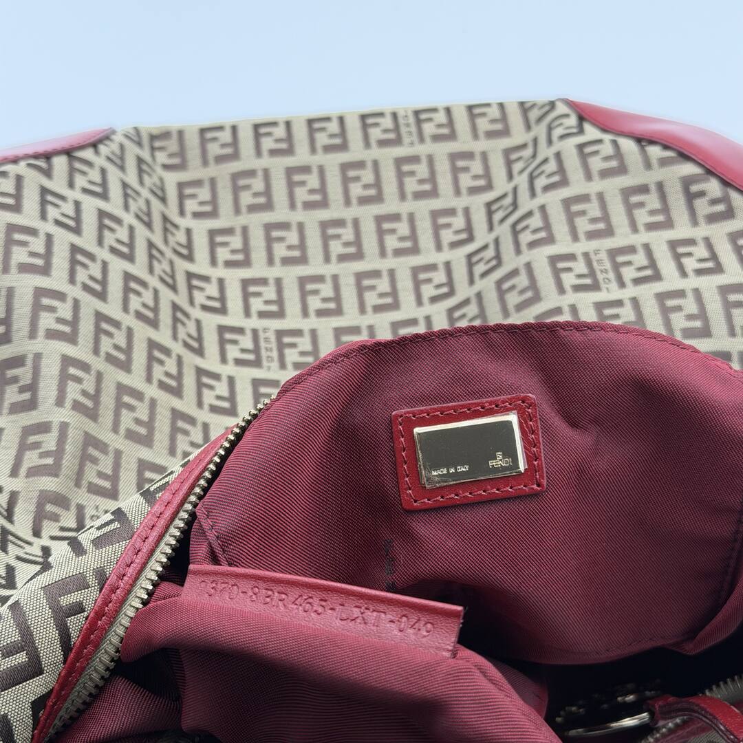 Fendi Zucchino Chef Hobo Red Shoulder Bag